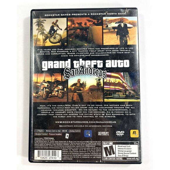 Grand Theft Auto San Andrea Sony PlayStation 2 Black Label With Manual Tested - Picture 2 of 8